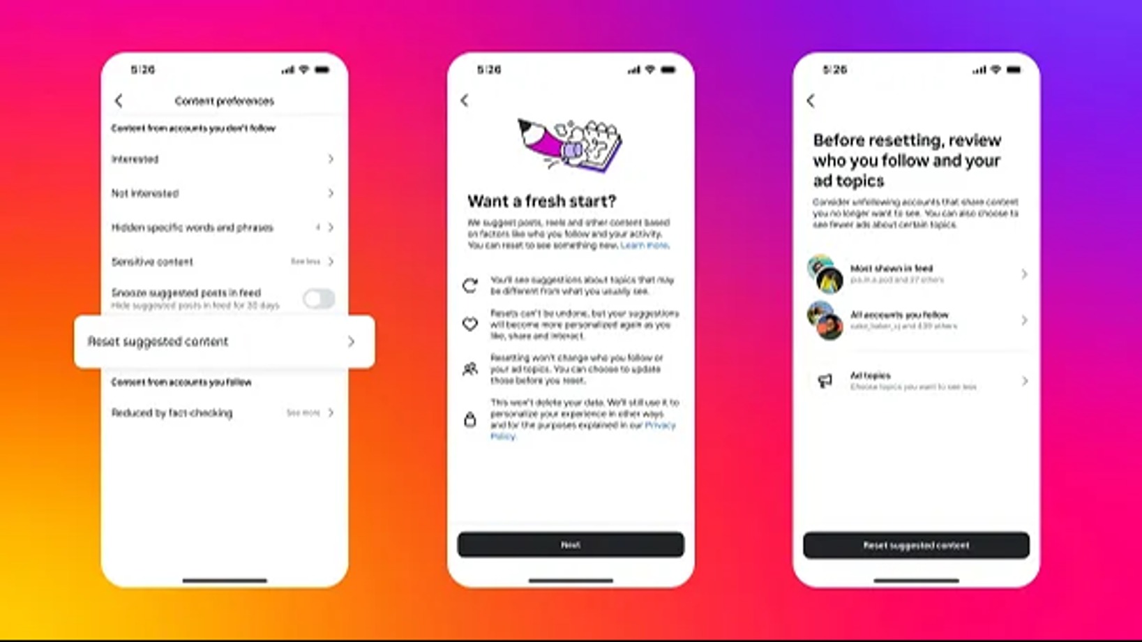 Instagram Will Soon Let You Reset Your Recommendations In-Stream